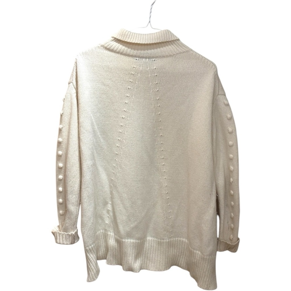 Tuckernuck Cream Cashmere Blend Knit Sweater with Pom Pom Design - Picture 3 of 3
